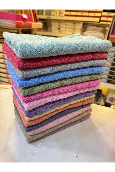 ŞENER HOME 12-Piece 100% Cotton Colored Plain Kitchen Hand Towel Set 30X50 cm