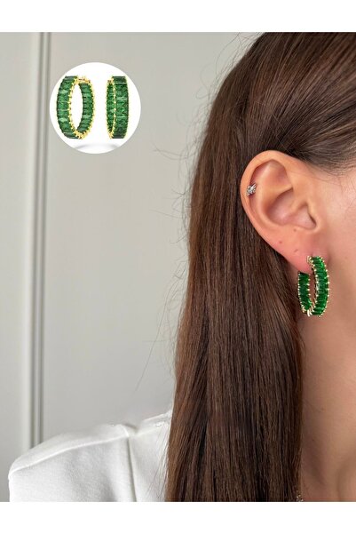 Finery by Nerrs Baget kesim yeşil halka küpe