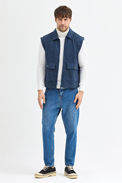 steppe rıder Cotton Acrylic Moline Textured Regular Fit Double Pocket Vest