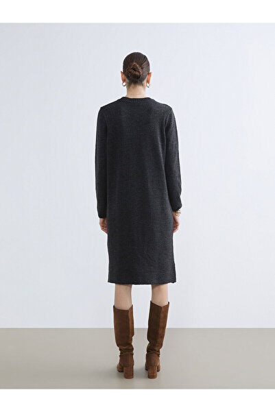 LC Waikiki Lcw Grace Crew Neck Self Patterned Knitwear Dress