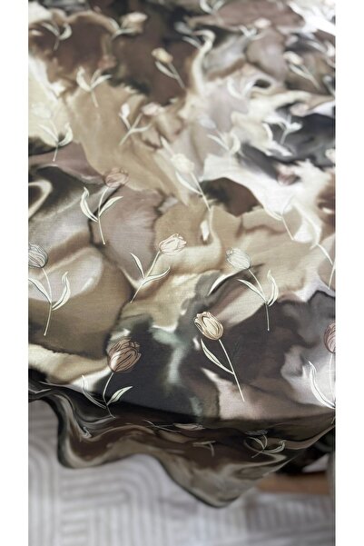 Lavena scarfs Tulip Series Floral Pattern Cotton Digital Soft Shawl - Khaki