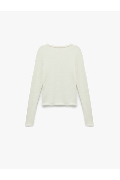 Koton Long Sleeve Crew Neck Buttoned Plush Knit Cardigan