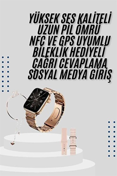 Marsilyan Akıllı Saat 3 Kordonlu Ve Aksesuarlı Bayanlar Için Şık Rose renk - ...