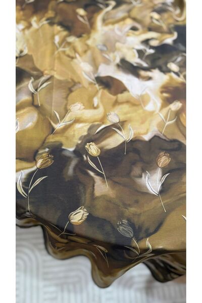 Lavena scarfs Tulip Series Floral Pattern Cotton Digital Soft Shawl - Oil Green