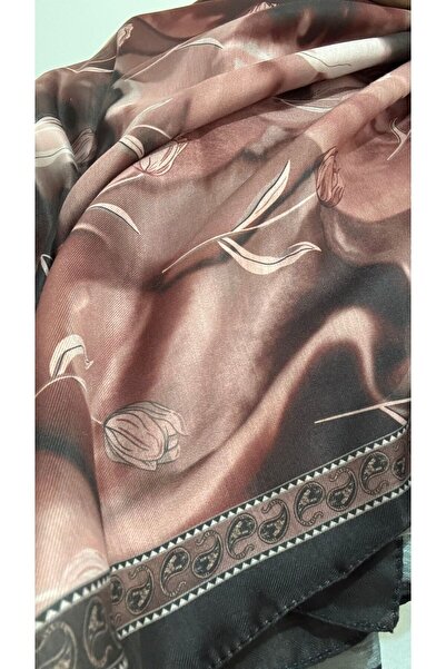 Lavena scarfs Tulip Series Floral Pattern Cotton Digital Soft Shawl - Chestnut