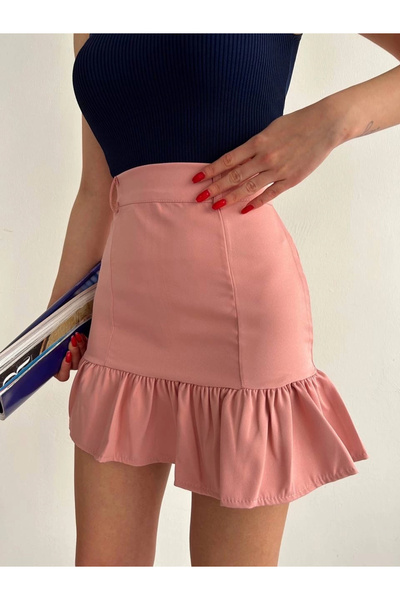 NUVIRAA Altı fırfırlı etek pudra s24817