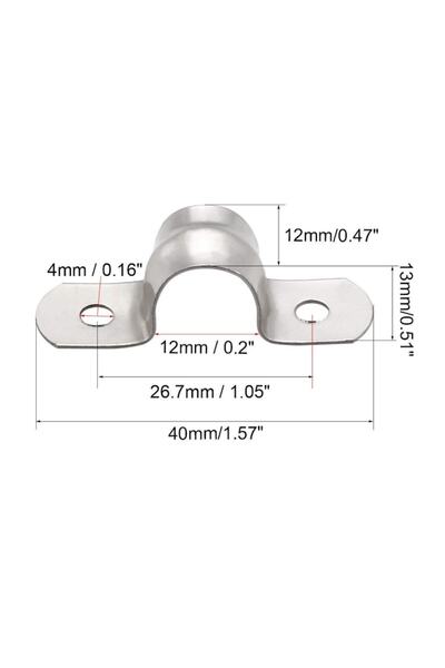 uxcell Pipe Clamp, Resistant Stainless Steel, Diameter 12mm, Sourcing Map