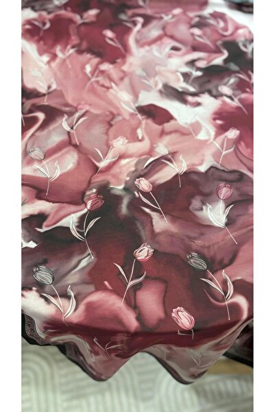 Lavena scarfs Tulip Series Floral Pattern Cotton Digital Soft Shawl - Plum