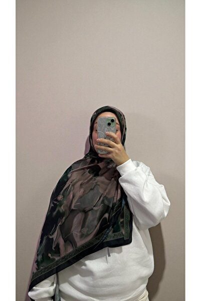 Lavena scarfs Σειρά Tulip Floral Pattern Cotton Digital Soft Shawl - Σκούρο Πράσινο