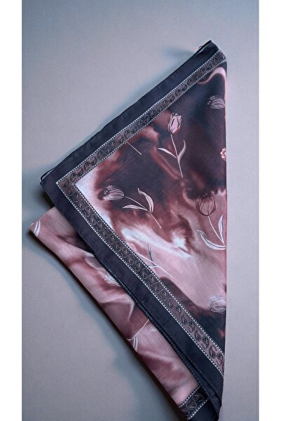 Lavena scarfs Tulip Series Floral Pattern Cotton Digital Soft Shawl - Chestnut