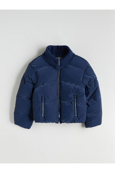 LC Waikiki LCW Kids Palton puf bleumarin cu guler ridicat pentru fete