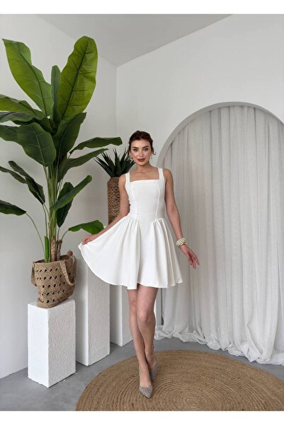 EtikaOnline Sırt Dekolteli Kurdele Detay Atlas Mini Elbise