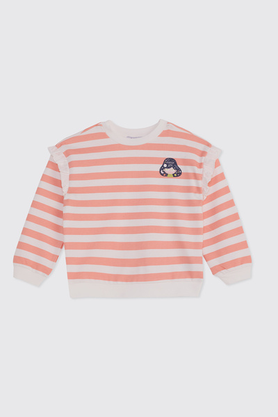 Panço Kız Bebek Baskı Detaylı Ekru Sweatshirt