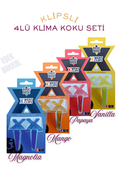 Autokit 4lü Klipsli Araç Klima Petek Koku Seti Magnolia Vanilla Mango Papaya