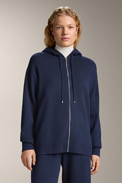 Oysho Long knit cardigan with hood