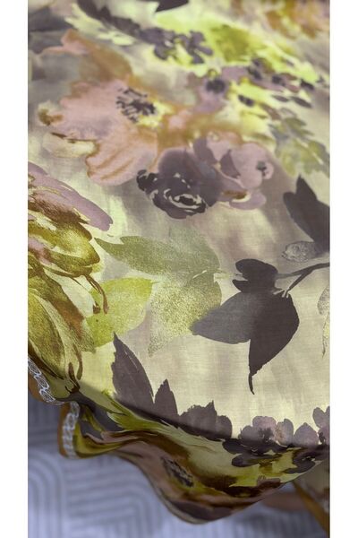 Lavena scarfs Fall Series Floral Pattern Cotton Digital Soft Shawl - Olive