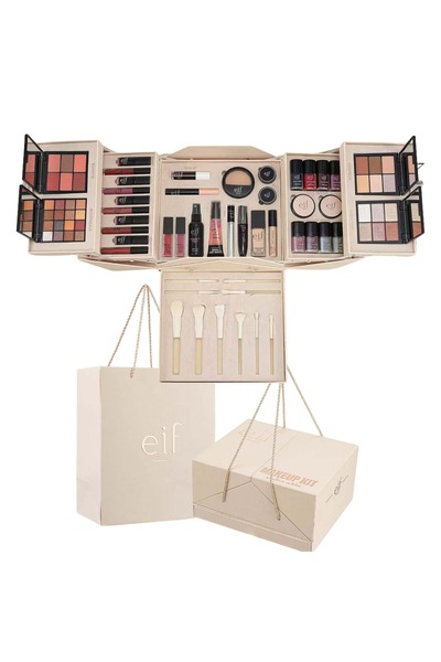 eif بوكس الجديد - طقم مكياج متكامل بجميع ادوات المكياج - مجموعة فاخر جودة عالية 50 قطعة - شنطة مكياج