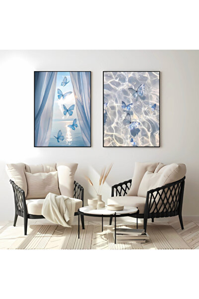 seninürünün Fluturi eleganti - Pictură modernă din 2 piese cu imprimare pe st...