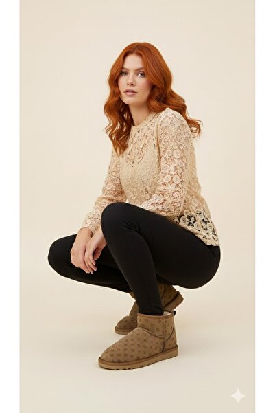 Pierre Cardin Printed Women's Plush Suede Tan Daily Boots 55391