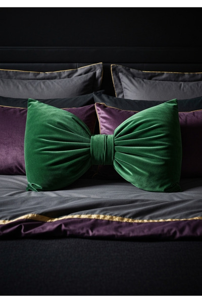 FARCY Pernă decorativă cu aspect de fundă XXL din catifea, pernă cadou din ma...