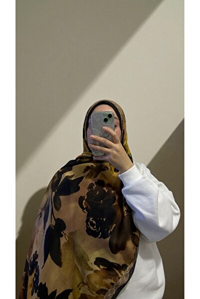 Lavena scarfs Fall Series Floral Pattern Cotton Digital Soft Shawl - Honey Color