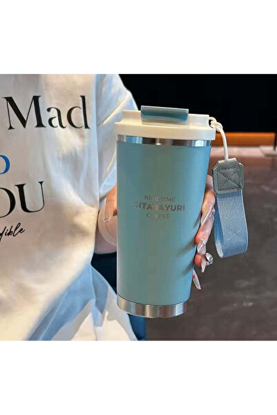 SITARAYURI AARVI DECOR STUDIO Blue & Cream-Colored Stainless Steel Airtight Water Bottle-580 ml