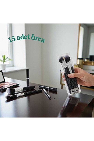 RUMİLY Set četkica za šminku od 15 komada, crna boja