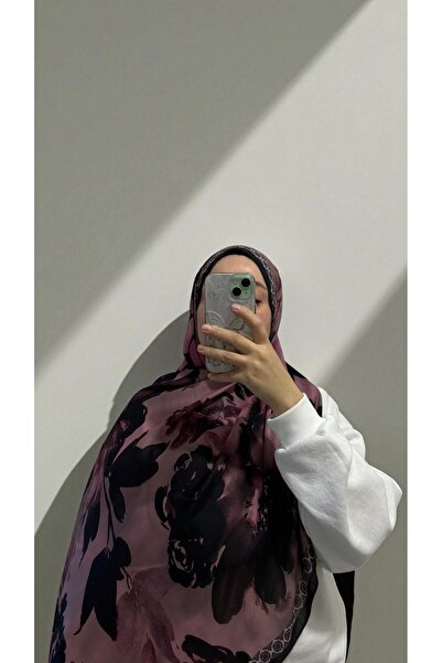 Lavena scarfs Φθινοπωρινή σειρά με λουλουδάτο σχέδιο βαμβακερό ψηφιακό μαλακό σάλι - Σκούρο ξεθωριασμένο τριαντάφυλλο