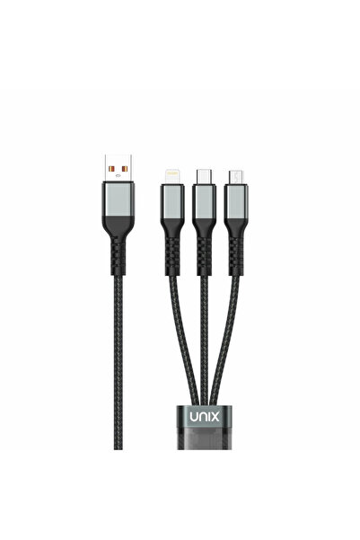 unix International كابل شحن سريع 3 في 1 من يونكس UX-T33