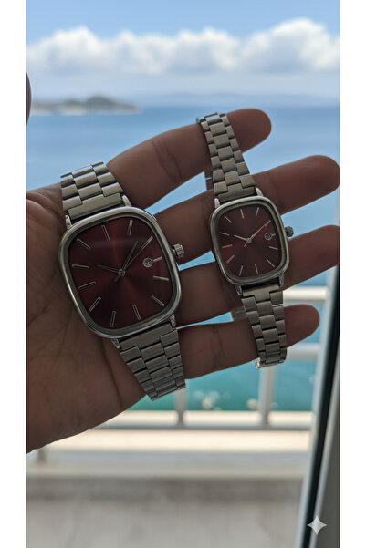 Leerybee New Season Trend Square Case, Lover's Watch Set with Calendar