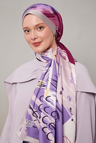 Levidor Lila Fırçalı Desen Twill Şal