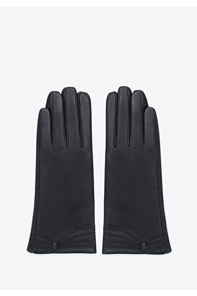 Wittchen Unisex Women's Leather Gloves with Stitching, Black Polyester