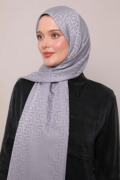 Levidor Gri Çubuk Desen Blue Jakarlı Şal