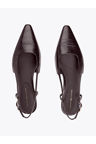 Tommy Hilfiger Croco-Print Slingback Kitten Heels with Leather