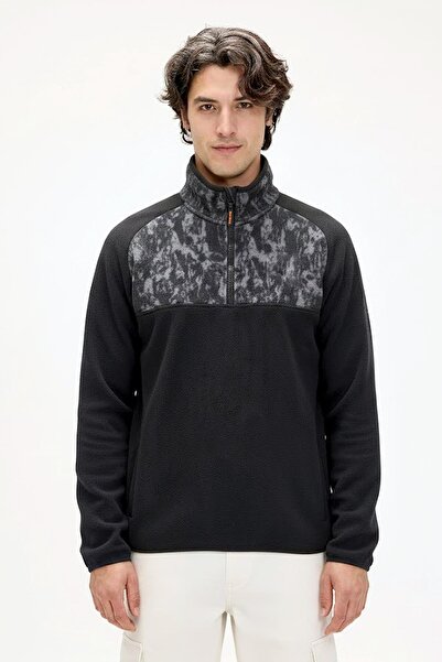 Bad Bear Men's Black Too Much Half Zip Sweatshirt 25.02.12.031-C01
