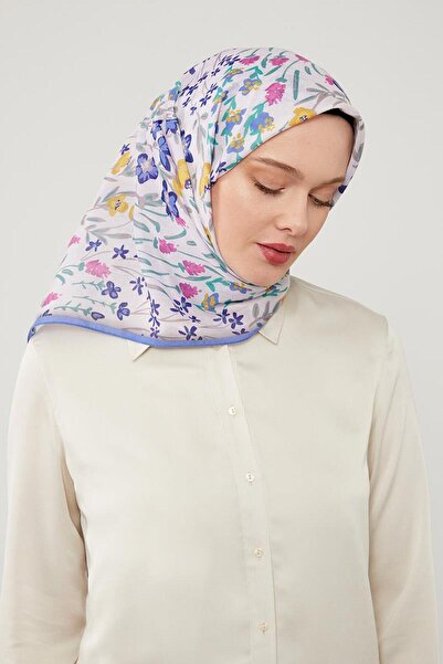 Levidor Purple Floral Cotton Scarf