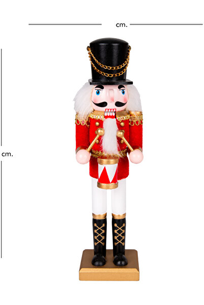 Herdekora Christmas Ornament, Tin Man, Nutcracker, Red-White - Playing Snare Drum, 7.5X30 cm