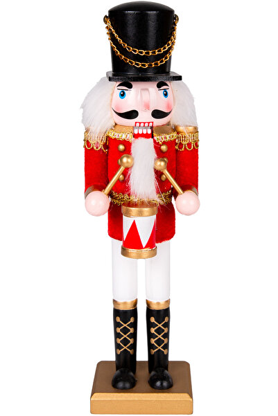 Herdekora Christmas Ornament, Tin Man, Nutcracker, Red-White - Playing Snare Drum, 7.5X30 cm
