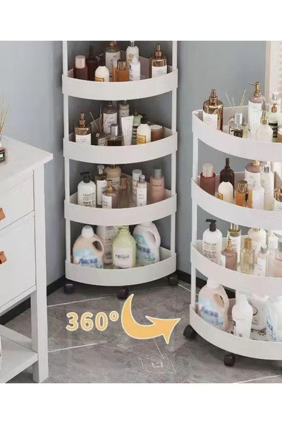 Generic Four-tier corner storage cart, suitable for bathroom, laundry room, and living room