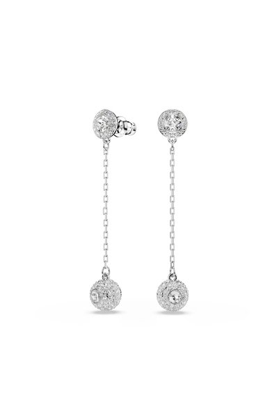 Swarovski Una Angelic damla küpeler, Yuvarlak kesim, Beyaz, Rodyum kaplama