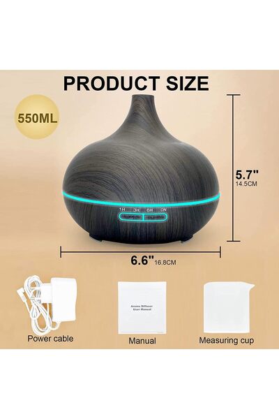 genernic SKY-TOUCH Essential Oil Diffuser, 550ml, 4-Timer, Auto Shut-Off (Dark Brown)
