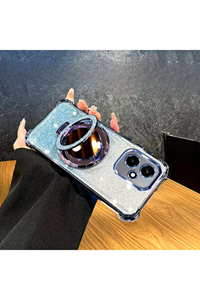 Generic Glitter Case for Vivo V60 Lite 5G，Sparkly Stand，Makeup Mirror，Magnetic Gradient V 60 Lite 5G Cover