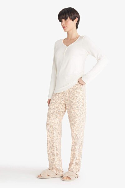 DeFacto Set de pijamale cu mâneci lungi, cu model, cu fund lung - Fall in Love G1190AX25AU