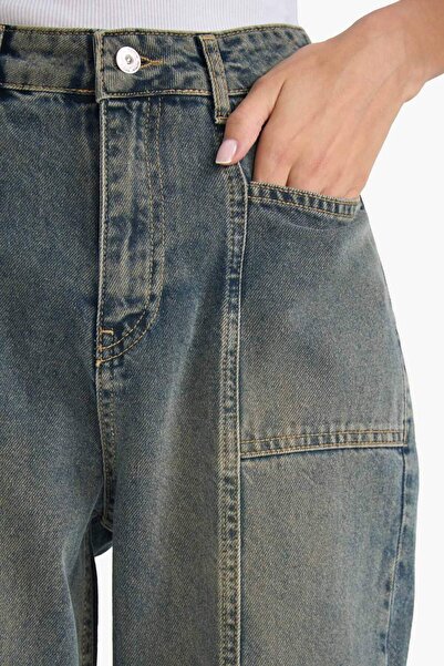 DeFacto 90's Wide Leg High Waist Long Jean Washed Pants G2522Ax25Wn