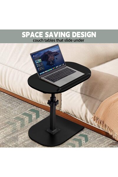 Enjoylifeme End Table, C-Shaped Small Side Table, Adjustable Height 360°Swivel Couch Tables