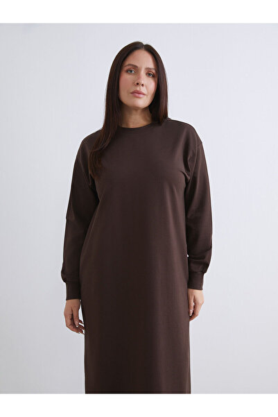 LC Waikiki Φόρεμα LCW Modest καφέ με λαιμόκοψη ποδηλάτου