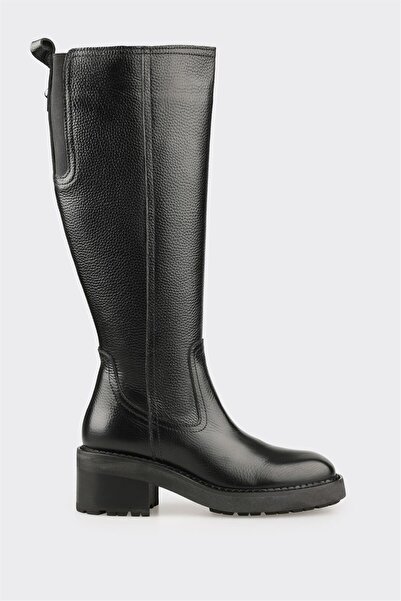Elle Shoes Siyah Deri Kadın Çizme