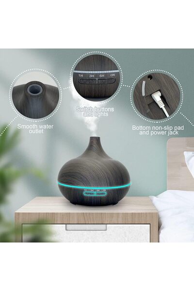 genernic SKY-TOUCH Essential Oil Diffuser, 550ml, 4-Timer, Auto Shut-Off (Dark Brown)