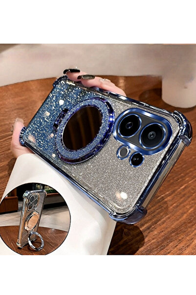 Generic Magnetic Glitter Case for Vivo V60 5G，Sparkly Stand，Makeup Mirror，Gradient Shockproof V 60 Cover