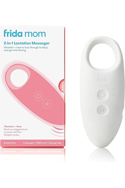Frida Mom جهاز تدليك الرضاعة 2 في 1، حرارة + اهتزاز، USB، أبيض، مقاس واحد